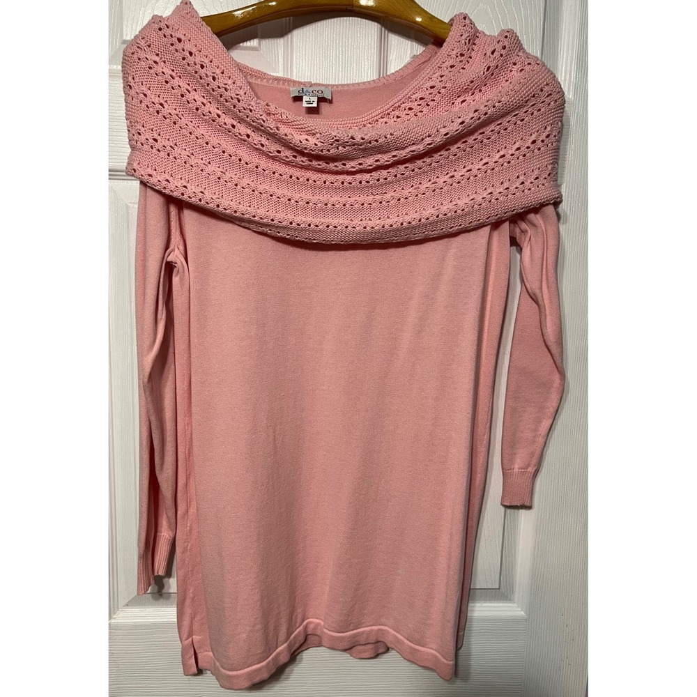d&co Peach Knit Sweater Cowl Neck‎ Long Sleeve Off Shoulder Women's